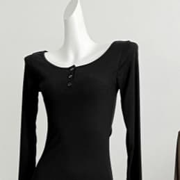 黒ドレス ロング 上品 シルエット ニット ワンピース