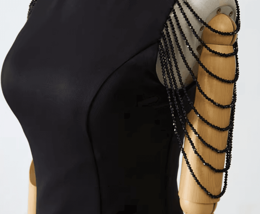 黒ドレス ストラップ ロングドレス スリムフィット イブニングドレス クルーネック レディース
