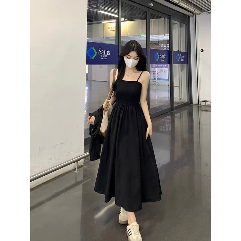 黒ドレス シンプル 美シルエット ロングワンピース