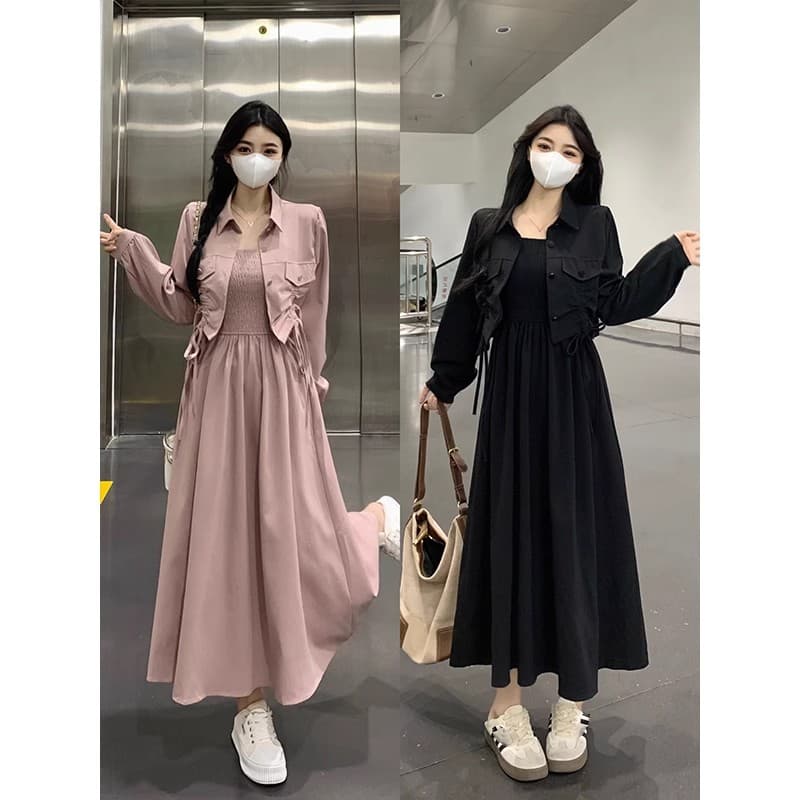 黒ドレス シンプル 美シルエット ロングワンピース