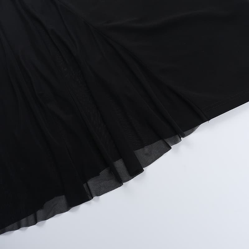 黒ドレス 透け感ロングドレス シアー切替