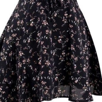 黒ドレス 花柄フリルキャミソール黒ドレス