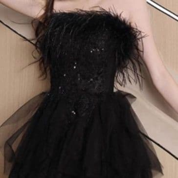 黒ドレス ロングフェザーラメチュールロングドレス